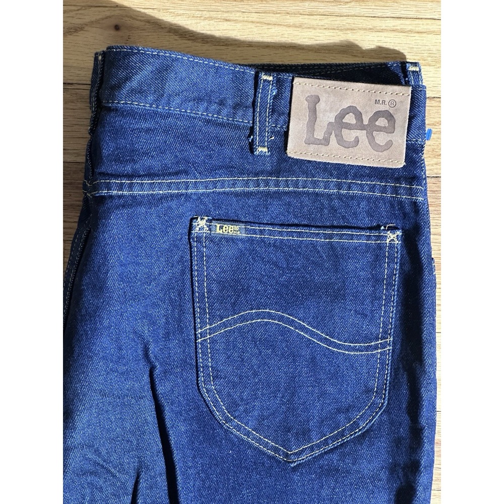 Vintage 1970s Lee Riders Jeans 42x32 USA Made Union Dark Indigo Deadstock Denim